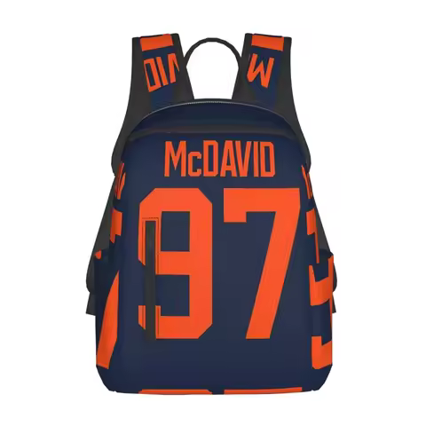 Edmonton Oilers Connor McDavid Alternate Jersey Back Backpack Large Capacity BookBag School Bag Shou