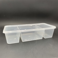 TAGE T1300TC 3 Compartment PP Lunch Box with Lid ( 50pcs± ) Disposable Plastic Food Box - Bento Box 