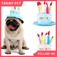 SG Shipment Cute Adorable Dog Cat Birthday Cake Hat Pet Cap Headwear Hat with 5 Color Candles Design