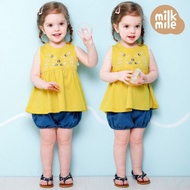 Milk Mile set with embroidered yellow shirt & shorts for girls 9kg -22kg