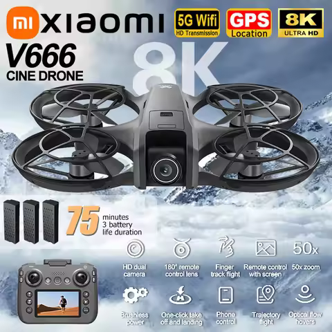 Xiaomi V666 Drone 8K Aerial HD Dual Camera Intelligent Obstacle Avoidance Screen Remote Control Brus