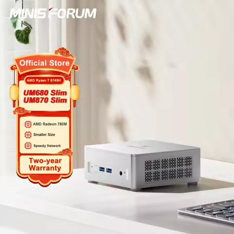 MINISFORUM Mini PC UM680 Slim AMD Ryzen 7 6800H Mini Computer Window 11 DDR5 32GB 1TB SSD UM870 Slim