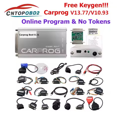 Newest Online Carprog 13.77 Full Adapters with keygen Car Prog 8.21/V10.93 Iprog Pro V86 For Airbag/