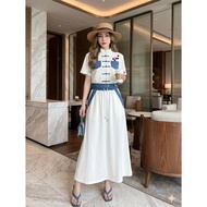 Ad chongsam mix jeans skirt set labelTAG