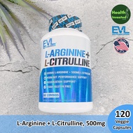 <EVLution Nutrition> L-Arginine + L-Citrulline 500mg 120 Veggie Capsules แอลซิทรูลีน แอลอาร์จินีน