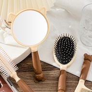 Set of 4 mirror details with scalp massage comb in cute milk coffee color [CODE B109](T1-KHO3)