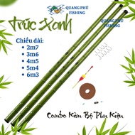 Cheap 3h green bamboo hand fishing rod, 0.9mm tip, length 2m7, 3m6, 4m5, 5m4, 6m3, carbon material, 