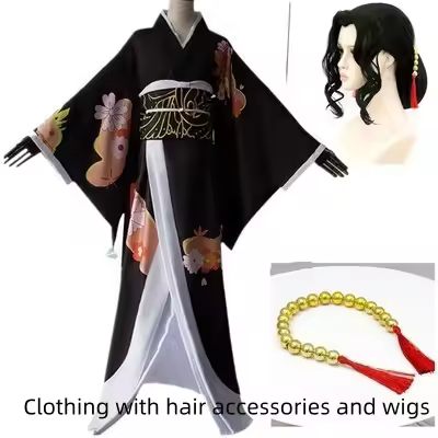 Japanese Anime Cosplay Costume for Muzan Kibutsuji Kimono Uniform Full Set with Belt for Women Carni