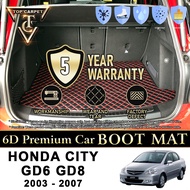Top Carpet HONDA CITY GD6 GD8 ( 2003-2007 ) Car Boot Mat PU Leather Cargo Mat Trunk Carpet Boot Line