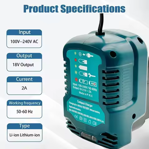 100V-240V Portable Li-ion Battery Mini Compact Charger for HIKOKI 18V 36V Lithium Battery Replacemen