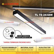 Minimalist LED Hanging Lamp Shade for Cafe, Home, Office, T8 Neon TL Fitting, Replaceable Bulb