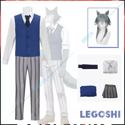 Anime Beastars Grey Wolf Legoshi Cosplay Costume Carnivore Legosi Cherryton Academy Blue Suit School