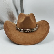 Western Cowboy Fedora Hat For Women Men Classical Suede 10CM Large Brim Church Jazz Hats Fashion Tra