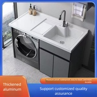 Space aluminum balcony washing machine cabinet combination laundry pool high and low basin integrate