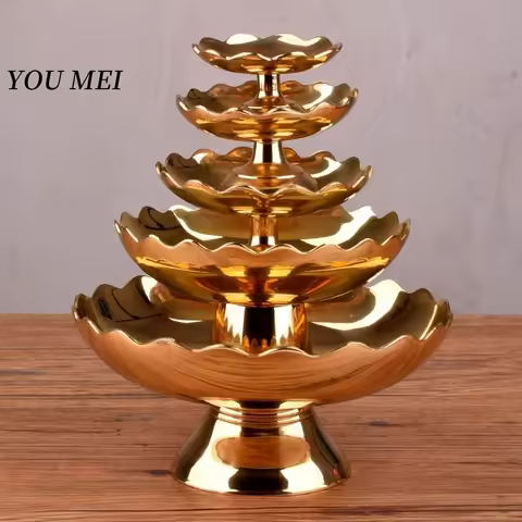Buddhism Altars Fruit Plate,Polishing Eight Auspicious Tibetan Brass Offering Buddha Bowl,Holy Water