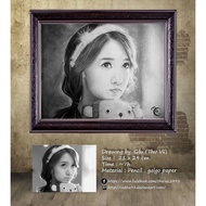 Drawing on request, accept portrait painting, landscape painting made of A3, A4 sized lead with fram