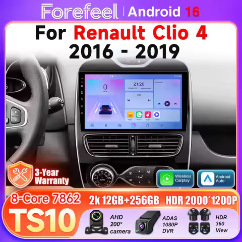Android 16 Auto Car Radio For Renault Clio 4 BH98 KH98 2016 2017 2018 2019 Carplay 5G Wifi 2din Vide