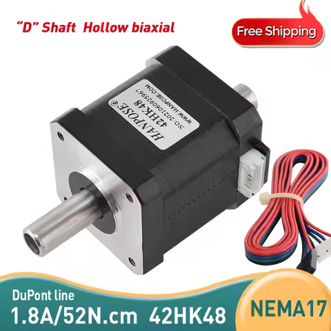 42 Hollow Biaxial Motor 2-Phase Nema17 Stepper Motor 1.8A 52N.CM 42HK48 4-Lead 3D Printer Accessorie