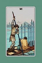 Six of Swords - Tarot Card Notebook - Card No.60 (Color Ed.): A5 Ruled Lined Tarot Journal Diary Ske