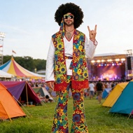 Disco Retro Costume Set M/XL - 70s Theme Party Outfit for Women & Men