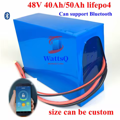48V 50Ah Lifepo4 48v 40AH lithium battery Bluetooth BMS APP 16S for 2000w Scooter bike tricycle boat