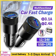 Portable Car Charger Double Port Car USB C Car Charger 3.0 Fast Charging Kereta Phone Charger Adapte