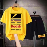 Kodak ชุดฤดูร้อนกราฟิกสำหรับผู้ชายชุดเสื้อยืดกางเกงขาสั้น2ชิ้นสำหรับผู้หญิงชุดวอร์มพิมพ์ลายสไตล์เกาห