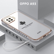 Casing OPPO A93 Case Plating Maple Leaves Cover Soft TPU Phone Case OPPO A93