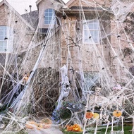 Spider Web Stretchable Cob Web Webbing Decorations with Spider for Halloween Fireplace Indoor Outdoo