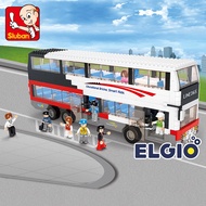 Sluban Bricks Two-Level Bus Town Luxurious Double Decker Bus Block M38 B0335 White Bus Toy