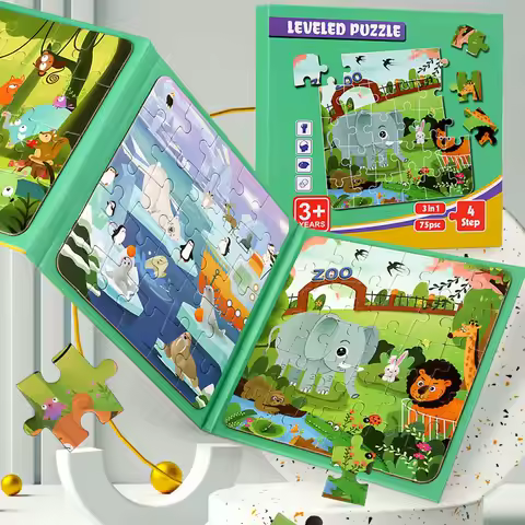 Foldable Magnetic Puzzles for Kids Educatinal Jigsaw Puzzles Book Toddlers Travel Game Toys for 3 4 