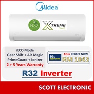(Self Pickup/Kedah/Penang) Midea Inverter Air Conditioner Xtreme Save 1HP / 1.5HP / 2.HP / 2.5HP MSXS-10CRDN8 MSXS-13CRD