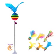 (The Ham's) TH-T002 | Rainbow Feather Ball Stick Cat Toy Teaser Cat Toy Stick Teaser Cat Stick Cat S