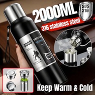 [1500ml/2000ml] All-steel thermos cup316 stainless steel thermos bottleVacuum stainless steel water 