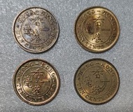 名譽品：香港1980年伊利沙伯女皇一毫銅幣（四枚）