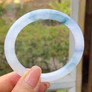 冰種翡翠天然翡翠玉鐲 A玉手鐲 玉鈪 • 冰種藍飄花翡翠圓鐲