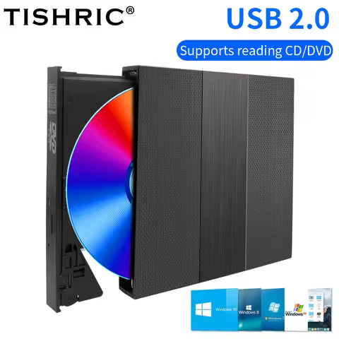 TISHRIC External CD DVD Player Optical Drive Slim DVD Recorder High Speed External Optical Drive for
