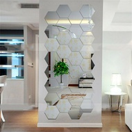 🍬SC🍬20x20cm 3 pcs Mirror Wallpaper Cermin Wall Sticker Adhesive PVC Trendy Home Decor