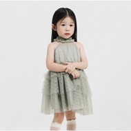 MERAH HIJAU MOONJOY - APHRODITE DRESS - children's birthday party dress, green, sage, pink, pink tul