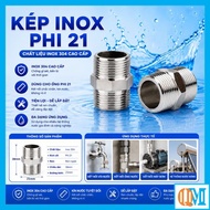 Dual stainless steel phi 21(dn15-1/2''), Double cast, connector with 2 external thread ends 2.1cm po