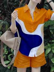 Set Nữ Năng Động Áo Sơ Mi Quần Đùi Đồ Bộ Trẻ Trung Mã P68