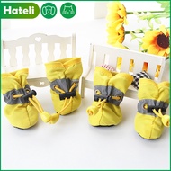 【HATELI】（Yellow）Pet Dog Cat Soft-soled Rain Boots Boots Dog Cat Foot Cover Waterproof Pet Shoes Pet 