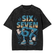 67 676-7 Fun Italian Brainrot Men's and Women's Fashion Printed Water Washed Cotton T-shirt Top