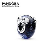 Pandora Disney Mickey and Minnie sterling silver charm with dichroic dark blue Murano glass and clear cubic zirconia เครื่องประดับ ชาร์ม ชาร์มสีเงิน สีเงิน ชาร์มเงิน เงิน ชาร์มสร้อยข้อมือ