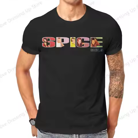 Spice Girls Large Printed Cotton Men's Tshirt Short Sleeve Street Tshirts Spice Grohls Sport Tops