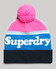 Superdry Essential Logo Beanie - Fluro Pink/White