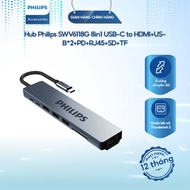 Hub Philips SWV6118G 8in1 USB-C to HDMI+USB*2+PD+RJ45+SD+TF