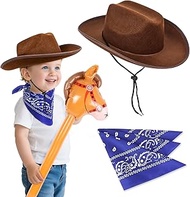 DRANSMIC Cowboy Hats For Kids - Western Todder Cowboy Hat with Bandana and Horse Balloon for Toddler