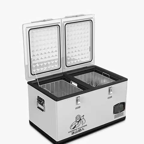 Portable Mini 95l Camping Dual Zone Compact Fridge Compressor Type Freezer Cold Drink Car Mounted Co