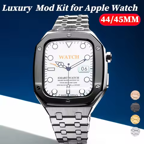 Luxury Modification Mod Kit for Apple Watch 9 8 7 Case Strap 45mm Metal Bezel Frame for iwatch Serie
